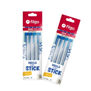 FILGO BOLIGRAFO STICK 026 AZUL x 4u FLOW PACK